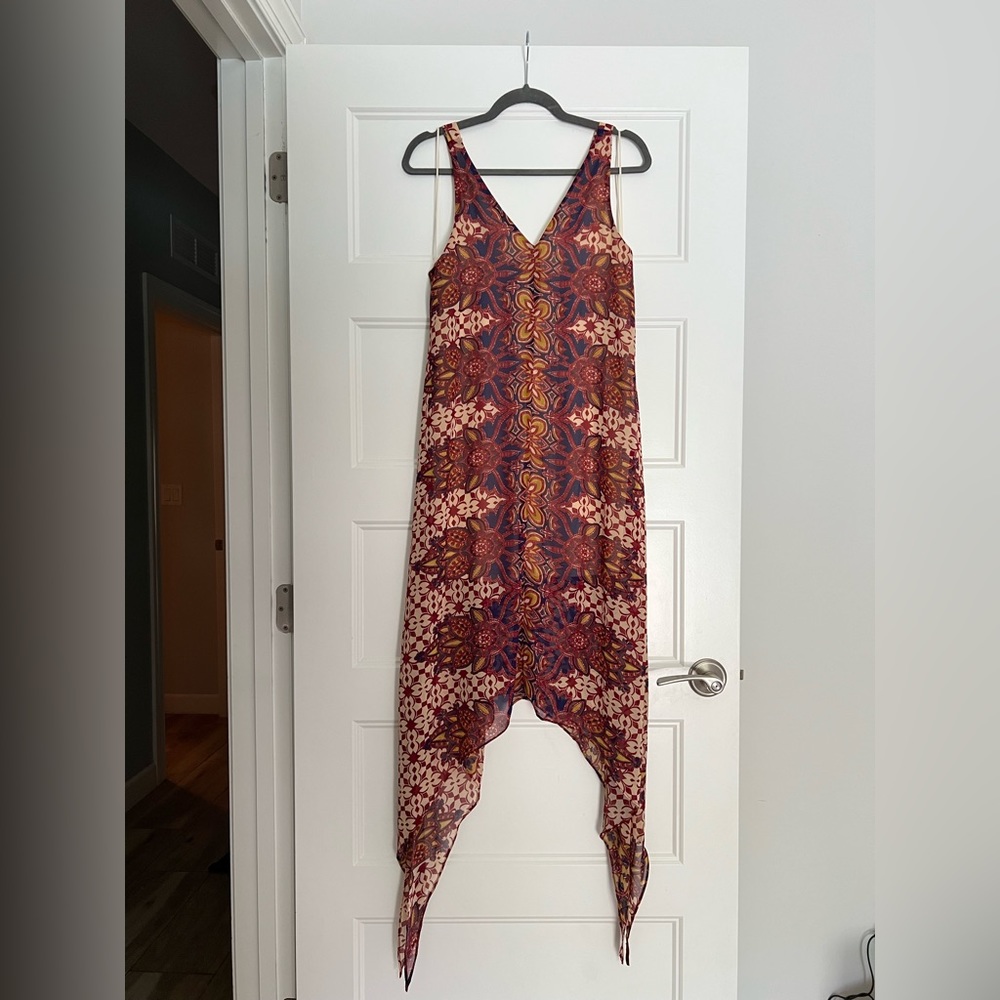 Tobi Scarf Print Sleeveless Flowy Boho Midi Dress Size Small